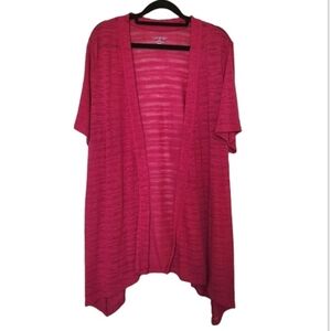 Catherines Womens Open Cardigan Lightweight Sweater Shaw Hot Pink Sheer 0X